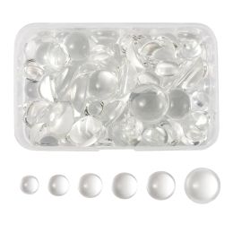 Composants 80pcs / boîte Cabochons en verre transparent à demi-rond pour bijoux de bricolage Faire des résultats 12 mm / 14 mm / 16 mm / 18 mm / 20 mm / 25 mm