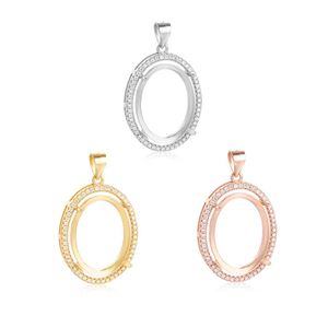 Composants 925 STERLING Silver Blank Pendant Cabochon Setting Tray Femme Bijoux Collier fait à la main Fit 8x10 / 10x12 / 12x16 / 13x18 mm Stone ovale