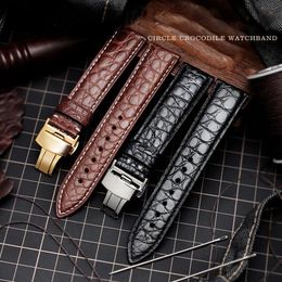 Composants Crocodile Leather Watch Band pour Longine // Seiko Men and Women Butterfly fermoir STRAP 14 mm 16 mm 18 20 22 24 mm