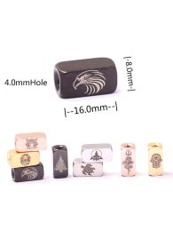 Composants personnalisés 10pcs 8x16x4.0 mm Rectangle Tube Cube Logo Perle pour la fabrication de bijoux de bricolage, laser gravé en acier inoxydable 316L