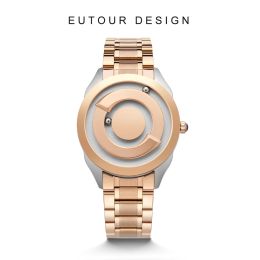 Composants Eutour Perles Magnétiques Création de Personnalité pour Homme Montre de Sport Concept Cool Montre de Design de Mode sans Bordures Bracelet en Acier Inoxydable