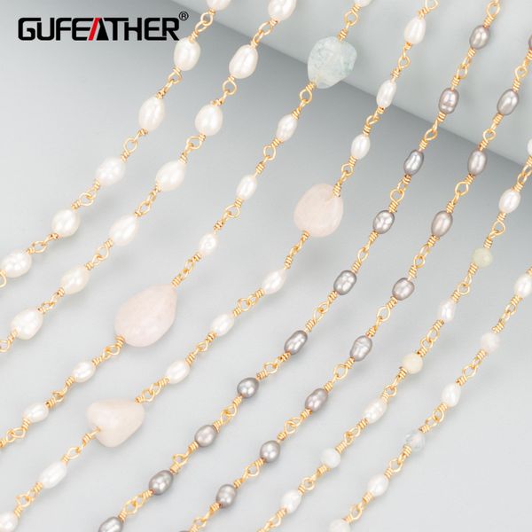 Composants Gufeather C71 Bijoux accessoires pass de pass sur les perles de perle de pierre en pierre naturelle en or gratuite Nickel