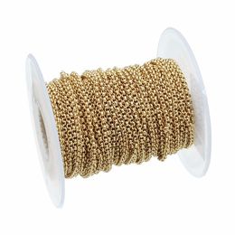 Composants Louleur 10 yards / rouleau Largeur 2 mm Couleur d'or O Chaîne de liaison ouverte Chaînes de collier en acier inoxydable en vrac pour la fabrication de bijoux de bracelet