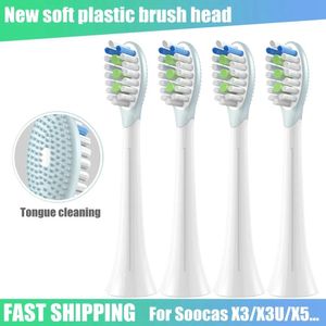 Composants Nouvelles têtes de brosse à dents de remplacement pour Soocas X1 X3u X5 V1 Brosse à dents électrique sonique Dupont Buse de nettoyage de langue à poils souples