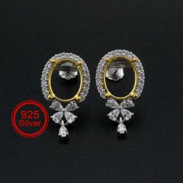 Composants de boucles d'oreilles à lunette ovale, en argent Sterling massif, fournitures de bijoux à faire soi-même pour pierres précieuses 1702223