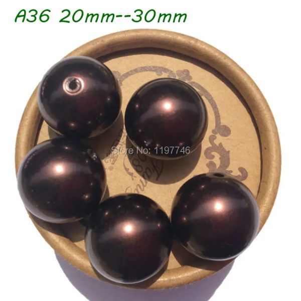Composants Perles de perles perles rondes Brown acrylique Bubblegum perles d'espaceur Perles pour les bijoux de bricolage fabriquant A36 6 mm à 30 mm