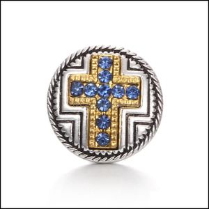 Composants Snap Button Jewelry Component Strass Cross 18Mm Metal Snaps Buttons Fit Bracelet Bangle Noosa A0237 Drop Delivery 2021 Dhmo7