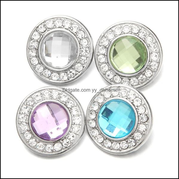 Composants Snap Button Bijoux Composant Strass Rond 18Mm Métal Snaps Boutons Fit Bracelet Bracelet Noosa N025 Drop Delivery 2021 Dhphx