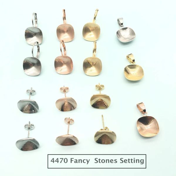 Composants Square Fancy Stone Oreing Bases Bases Cushion 4470 12 mm avec levier de crochet français en arrière pour les bijoux en cristal autrichien