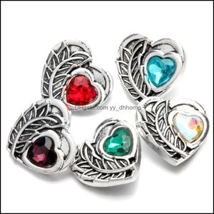 Composants Vintage Heart Snap Button Jewelry Colorf Rhinestone 18Mm Metal Snaps Buttons Fit Bracelet Bangle Noosa H29 Drop Delivery 2 Dhn3F