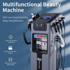 Machine complète de beauté de la peau Aqua Jet Microdermabrasion RF Revitalisation de la peau Lifting du visage Nettoyage en profondeur Contrôle de l'huile Rétrécissement des pores Machine de massage à 10 poignées