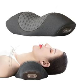 Compression oreiller de massage cervical relax la colonne vertébrale vibration soulage le masseur de fatigue du cou à l'épaule 240416
