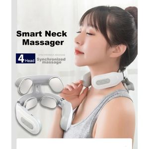 Compresse impulsion pétrissage Massage du cou douleur des tissus profonds soulager la Fatigue 4 têtes masseur 240309