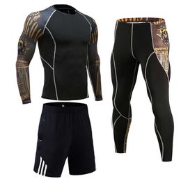 Compressie Kleding Heren Sportwear Pak Jogging Thermisch Ondergoed Pak MMA Rashgard Mannelijke Lange Mouwen Panty Leggings Shorts 211006