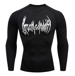 Chemise à manches longues de compression T-shirt de fitness noir Muscle pour hommes Séchage rapide Vêtements de sport Protection solaire Couche de base sportive 240122