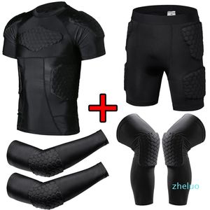 Camisa acolchada de compresión fútbol rugby baloncesto equipo de protección cofre costillas guardias portero protección shorts portero cunelads codo rodilla