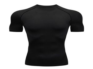 Compression T-shirt à séchage rapide hommes en cours d'exécution Sport maigre t-shirt court mâle Gym Fitness musculation entraînement hauts noirs vêtements 23706037