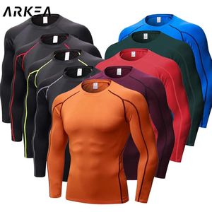 Camiseta de compresión para correr, camiseta de manga larga ajustada para hombre, camisetas de entrenamiento para correr, ropa deportiva para gimnasio, camiseta de secado rápido 231229