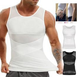 Compressie shirt voor mannen slanke onderhirt body shaper tanktop voor gynomastica mouwloze shapewear vest heren 240508