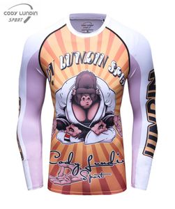 Compressie shirt laag Men039s Basic Long Sleeve Panda 3D Thermal Print Under MMA Rashguard Panty Skin Man T Shirt Cody Lundi9160214