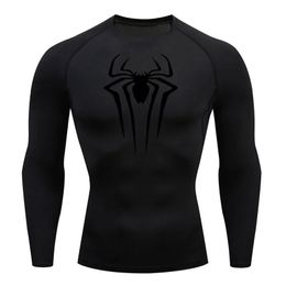 Camisa de compresión Camiseta para hombre Manga larga Top negro Fitness Protector solar Segunda piel Secado rápido Transpirable Camiseta larga informal 4XL 240106