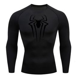 Camisa de compresión Camiseta para hombre Manga larga Top negro Fitness Protector solar Segunda piel Secado rápido Transpirable Camiseta larga informal 4XL 240325