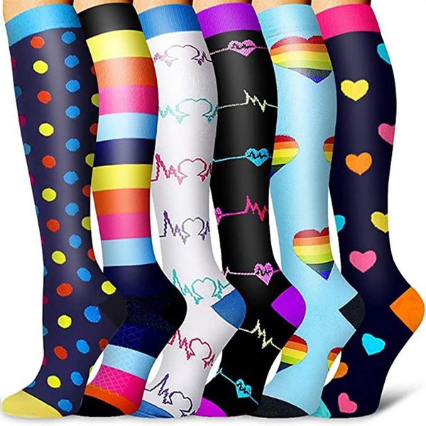 Chaussettes de compression Bas Bonneterie Femmes Hommes 20-30mmHg Soutien Genou Haute Chaussette pour Courir Sports Randonnée Vol Voyage Circulati194S