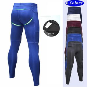 Collants de compression Hommes Running Legging Gym Training Joggings Sportswear Pantalons de sport avec poche Pantalon slim Football 240228