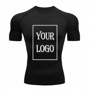 Compri T-shirts Gym Fitn personnalisé vous possédez Logo Design serré Sportswear manches courtes été GYM Sport T-Shirt Sportwear d8aF #