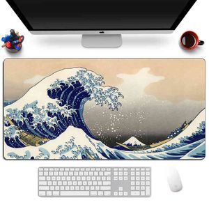 Computer Art Muismat Japan De Grote Golf van Kanagawa Grote Gaming Mousepad Gamer XL Rubber Otaku Keyboard Pad Laptop Desk Mat