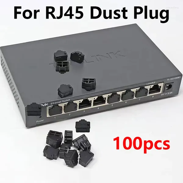 Câbles d'ordinateur 100pcs Port de hub Ethernet RJ45 Plug de protecteur de capuchon de couverture anti-poussière pour ordinateur portable / ordinateur / routeur Connecteur