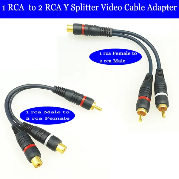 Cables de computadora 10 unids/lote 2 RCA macho a 1 hembra OFC Audio Splitter Cable convertidor adaptador distribuidor Cable Línea alámbrica para coche
