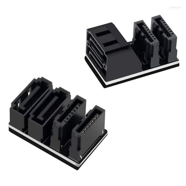 Câbles d'ordinateur 10 pcs/lot 90/180 degrés coudé Double pont SATA 6GB 7Pin femelle à mâle adaptateur pour ordinateurs de bureau carte mère carte mère