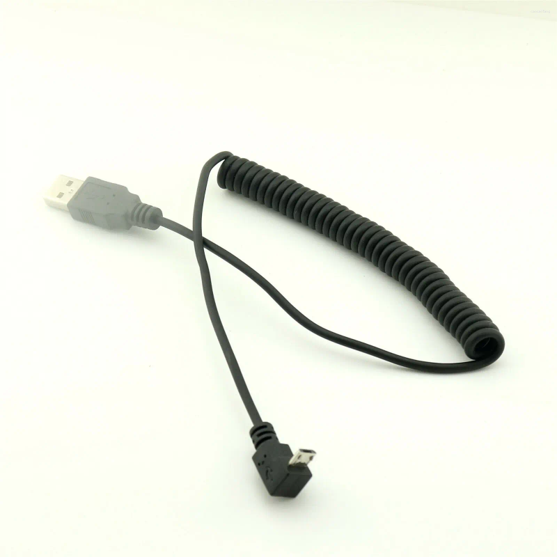 Computer Cables 10pcs Spiral Coiled USB 2.0 A Male To Micro 5Pin Down Angle Adapter Cable 5Ft