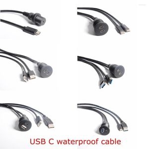 Cables de computadora 1M USB-C IP67 Cable impermeable Tipo de puerto dual Tipo-C USB 3.1 3.0 2.0 IP 67 Cable de extensión a prueba de agua de montaje de panel macho a hembra