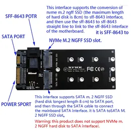 Câbles d'ordinateur 1 pièce adaptateur SATA 22 broches SFF-8643 vers M.2 U2 Kit NGFF m-key Slimline SAS NVME PCIe SSD pour accessoire de carte mère