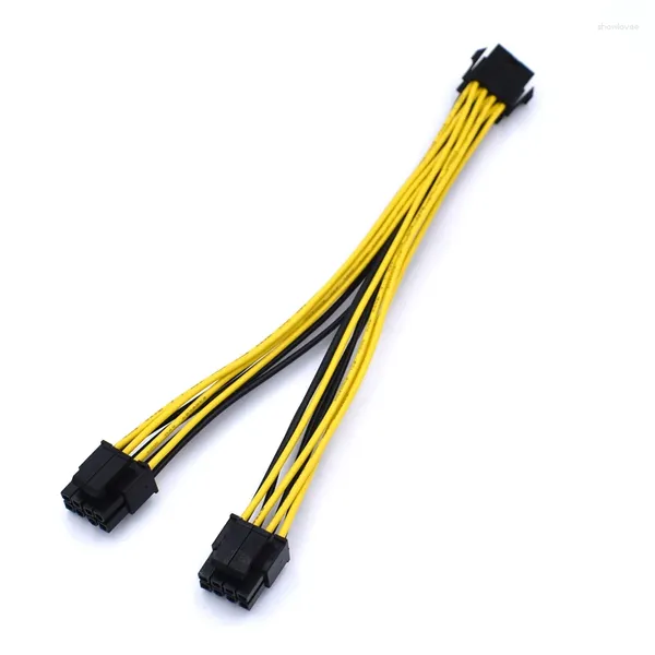 Câbles d'ordinateur 20cm 18AWG ATX EPS CPU 8pin à 2 8 (4 4) câble d'alimentation d'extension de répartiteur de broches