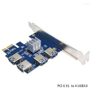 Câbles d'ordinateur 4 ports PCI-E vers USB 3.0, connecteur de carte Express avec câble séparateur d'alimentation SATA, carte d'extension PCIE