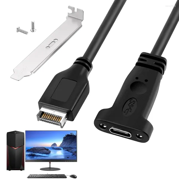 Câbles d'ordinateur 50 cm USB 3.1 Type E Câble d'extension de la carte mère avec un adaptateur interne à vis de montage à vis