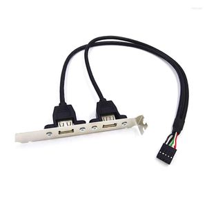 Câbles d'ordinateur 9 broches à double extension de déflecteur USB2.0 câble PCI haute vitesse 2x USB 2.0 support d'extension de panneau arrière pour carte mère PC