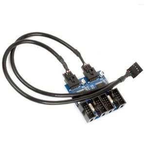 Computerkabels 9pin USB-header mannelijk 1 tot 2/4 vrouwelijke verlengkabelkaart bureaublad 9-pins hub 2.0 9 pin connectoradapterpoort vermenigvuldiger