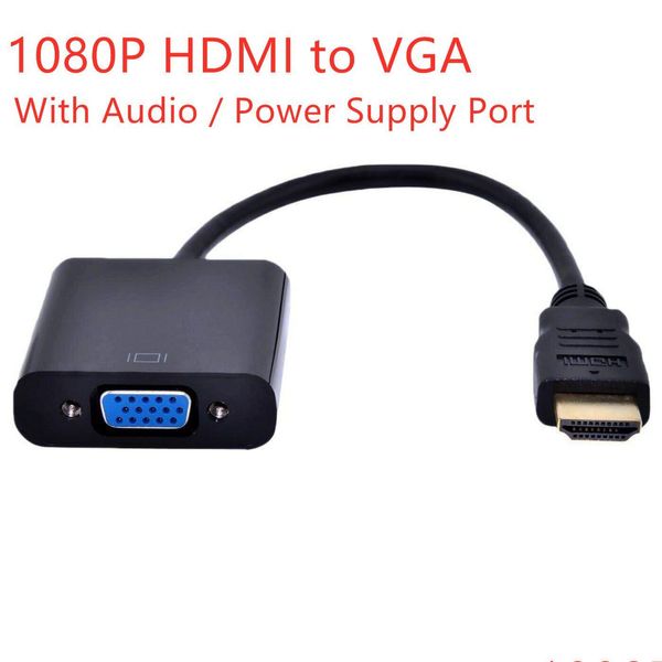 Connecteurs de câbles d'ordinateur 1080p mâle à VGA Adaptateur de convertisseur de cordon vidéo VGA avec OPPRESSION O PORT MICRO USB Alimentation pour PC DH3IV