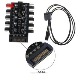 Connecteurs de câbles d'ordinateur 1 à 10 pc ventilateur de refroidissement Cable Splitter PWM SATA 4pin Adaptateur de contrôleur de vitesse d'alimentation avec HIG6847259