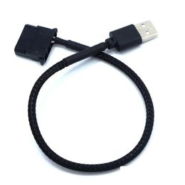 Conectores de cables de computadora 30 cm Ventilador de 4 pines a adaptador USB S Conector de alimentación para PC Conexión de PVC Negro Entrega de entrega Computadoras Redes Acc Ot2Cl