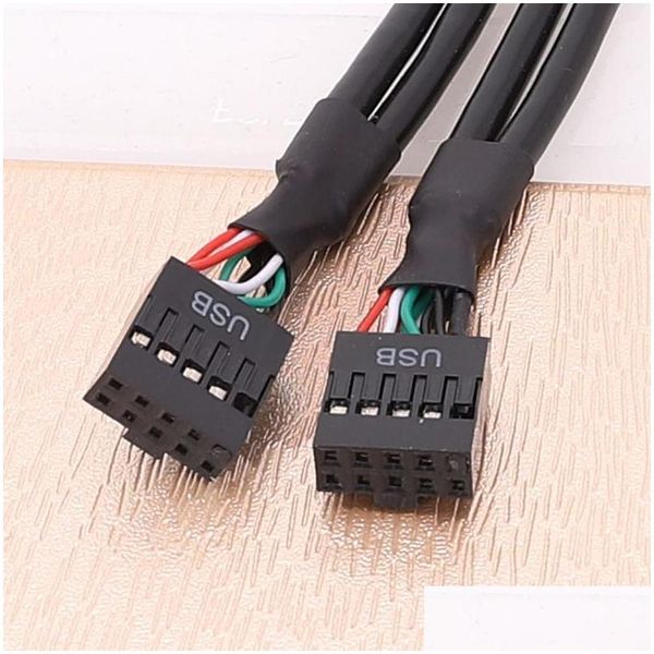 Conectores de cables de la computadora 30 cm /50 cm /70 cm Parrilboard 9pin DuPont 2.54 mm USB 2.0 Femenino a interno de encabezado de la placa base Entrega Co Othux