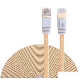 Cables de computadora Conectores Cat 7 Ethernet Nylon trenzado 16 pies Cat7 Alta velocidad Profesional Chapado en oro Enchufe Stp Cables Rj45 Drop Deliver Otx0H