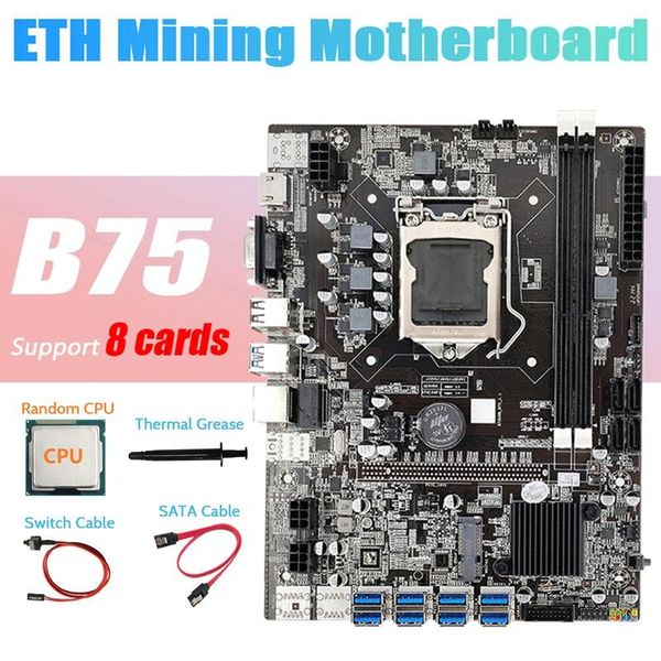 Câbles d'ordinateur Connecteurs Mining Carte mère 8XPCIE vers USB Aléatoire CPU Graisse thermique SATA Commutateur de câble LGA1155 Miner MotherboardComputer