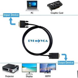 Connecteurs de câbles d'ordinateur Nouveau 1,8 M Vidéo DVI 24Add1Pin à VGA 15 broches Connecter PC Moniteur Sn Projecteur et TV Drop Livraison Ordinateurs N Otqbj