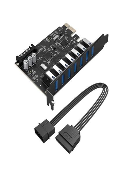 Conectores de cables de computadora ORICO SuperSpeed USB 30 Tarjeta PCIE Express de 7 puertos con un conector de alimentación SATA de 15 pines PCIE Adapt Expan5675874