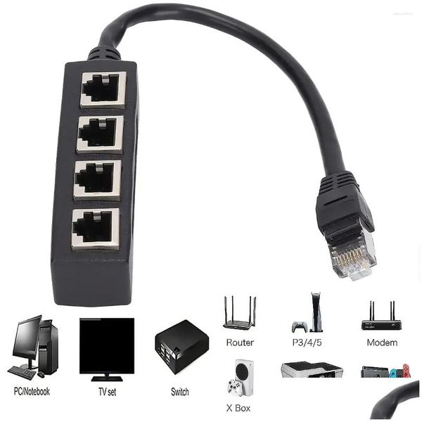 Connecteurs de câbles d'ordinateur S 4 en 1 RJ45 LAN Connecteur Ethernet Adaptateur de répartiteur de réseau mâle à 2/3/Port pour l'extension de réseau Dr Otcit